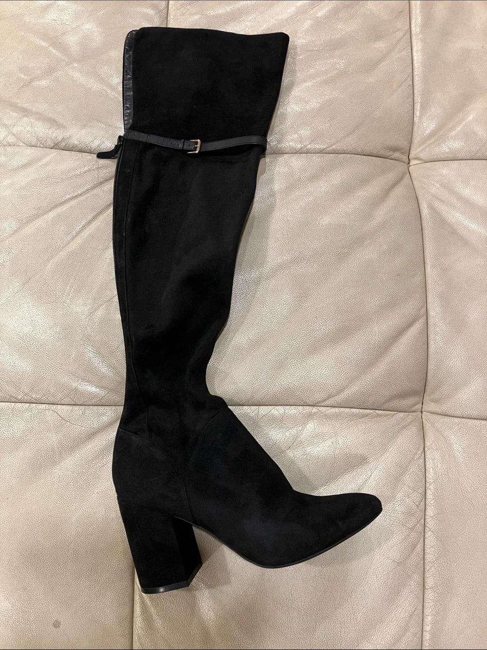 Cole Haan Black Over-the-Knee Suede Block Heel Boots